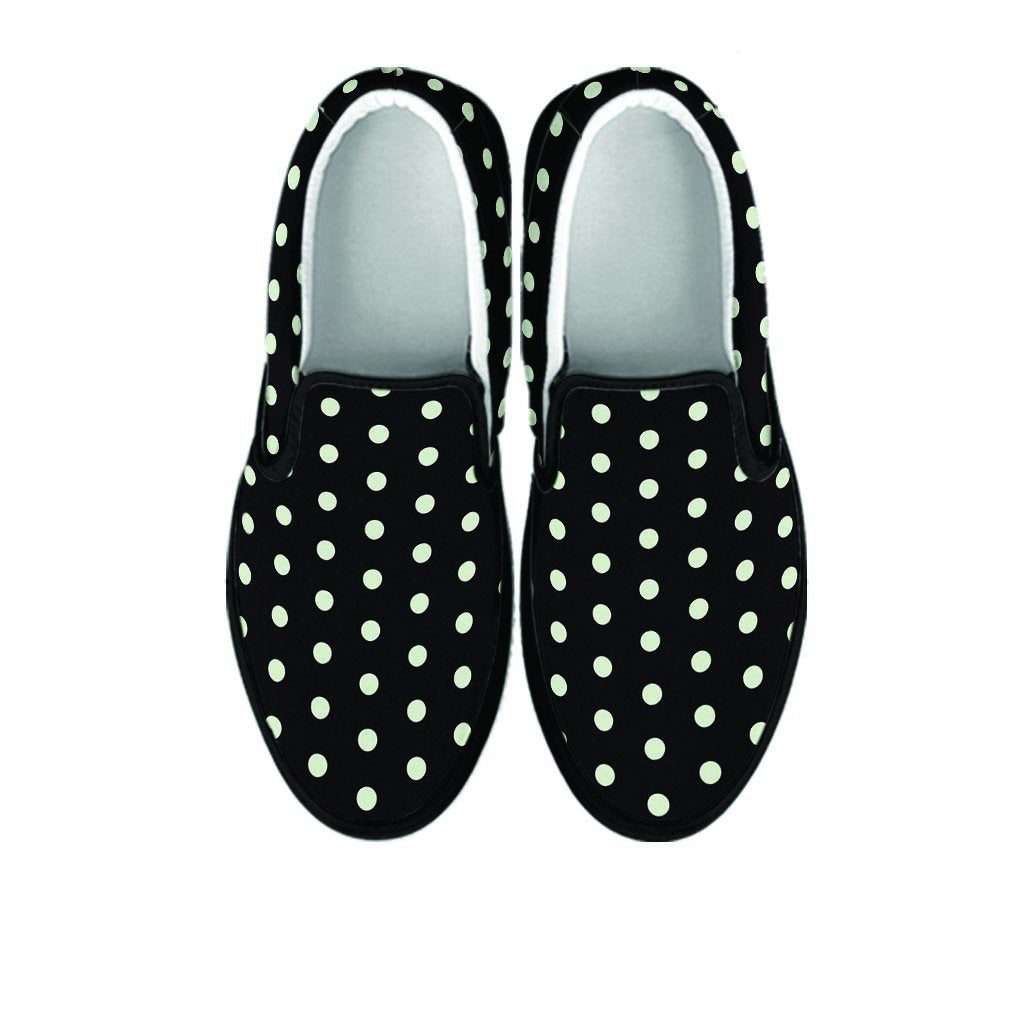 Black And White Polka Dot Men's Slip On Sneakers-grizzshop
