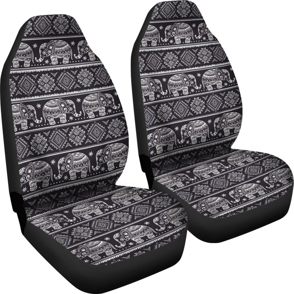 Black Aztec Elephant Pattern Print Universal Fit Car Seat Cover-grizzshop