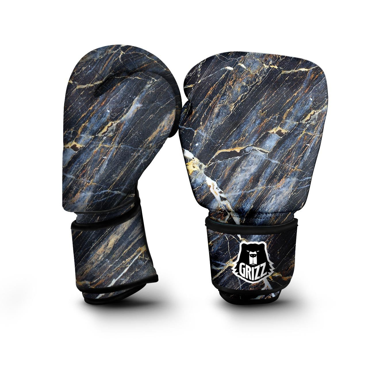 Black Gold Cracked Marble Boxing Gloves-grizzshop