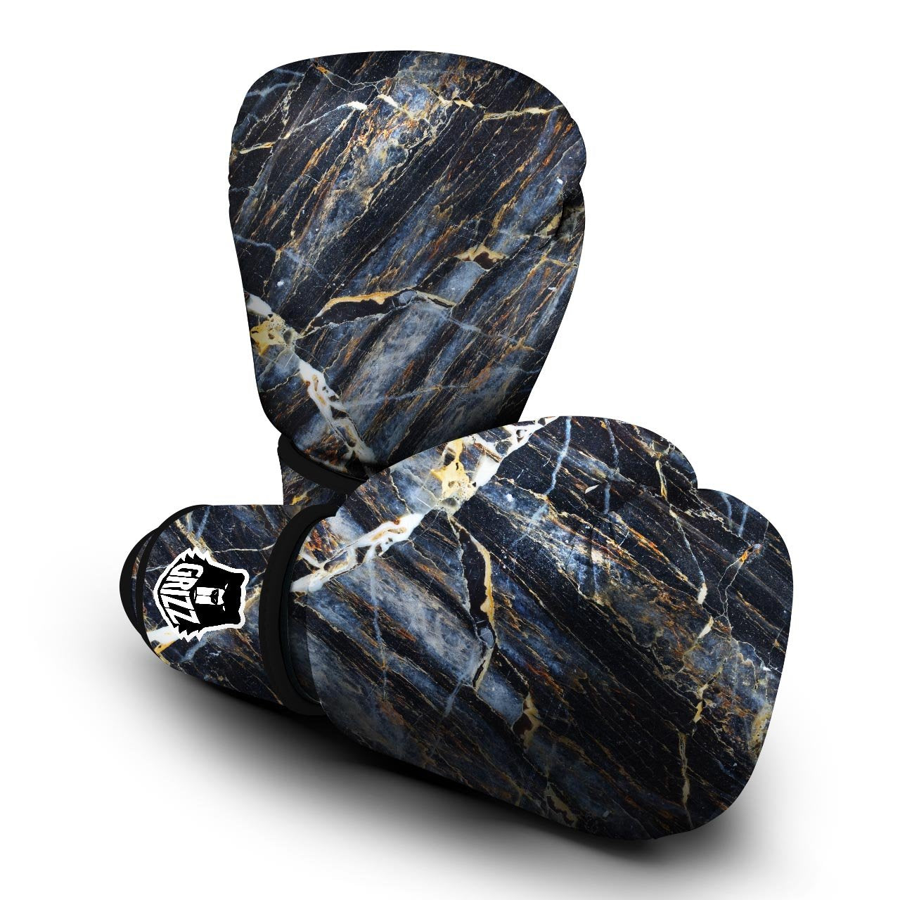 Black Gold Cracked Marble Boxing Gloves-grizzshop