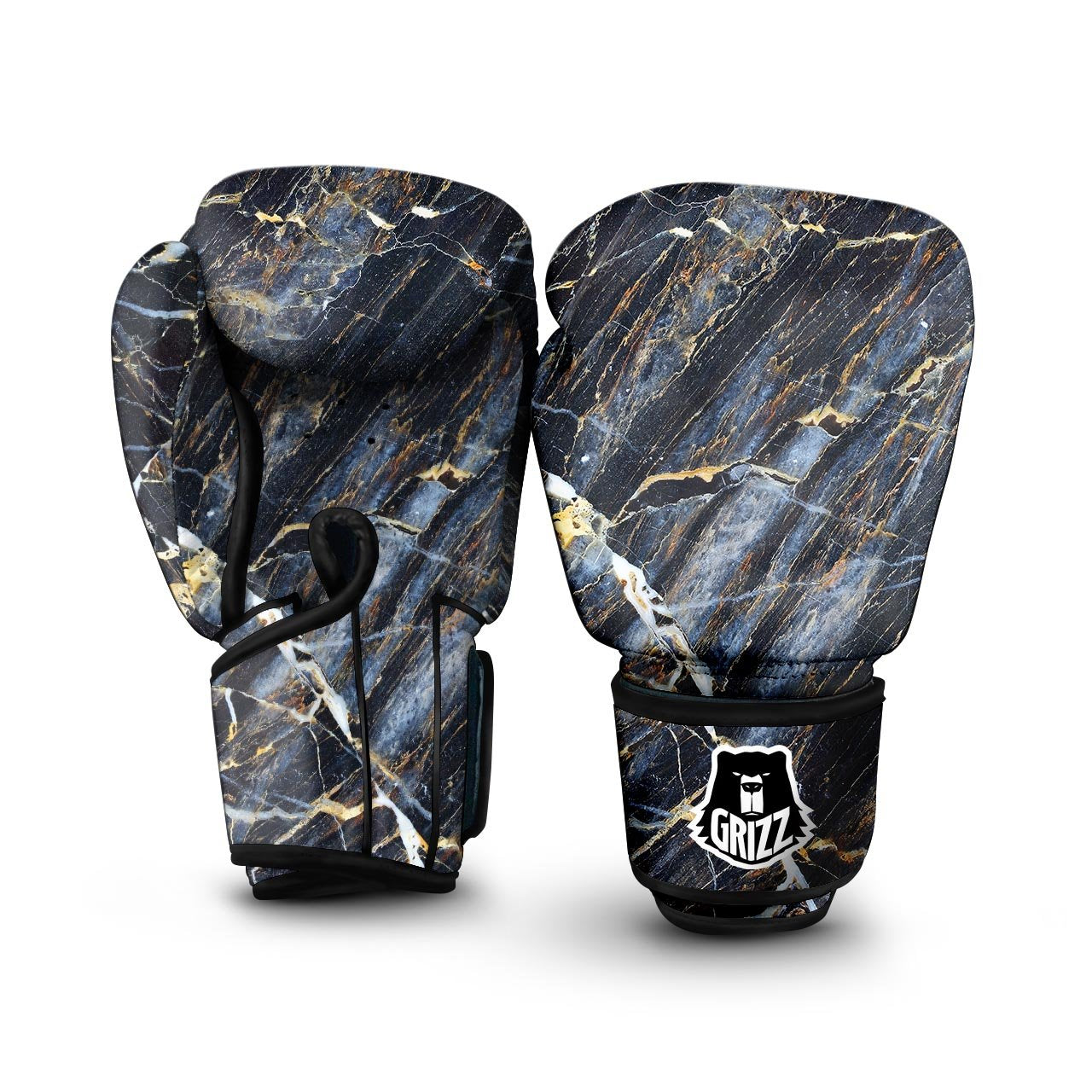 Black Gold Cracked Marble Boxing Gloves-grizzshop