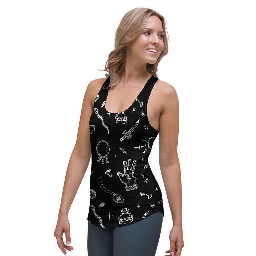 Black Gothic Witch Women's Racerback Tank Top-grizzshop