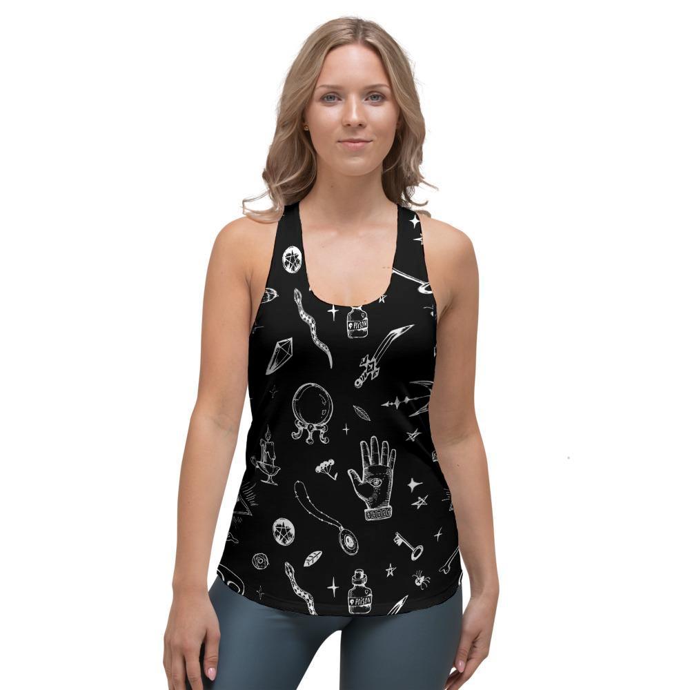 Black Gothic Witch Women's Racerback Tank Top-grizzshop