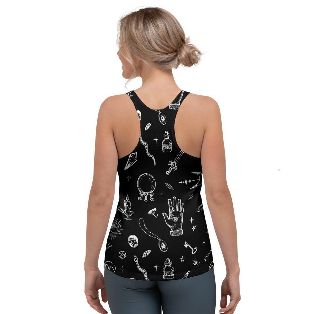Black Gothic Witch Women's Racerback Tank Top-grizzshop