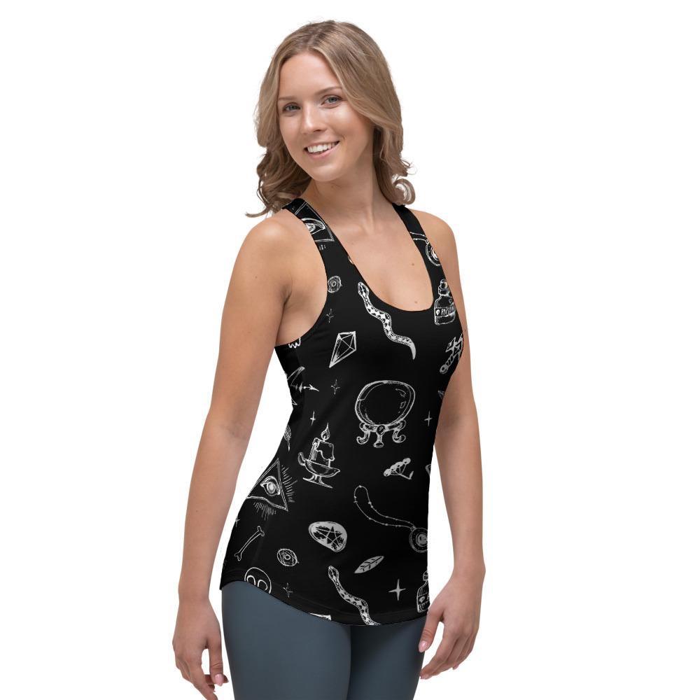 Black Gothic Witch Women's Racerback Tank Top-grizzshop