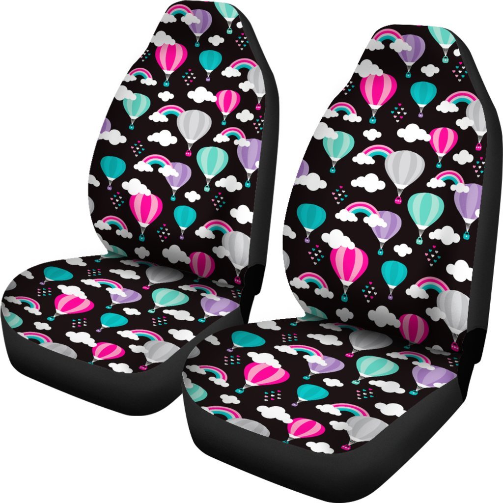 Black Hot Air Balloon Pattern Print Universal Fit Car Seat Cover-grizzshop