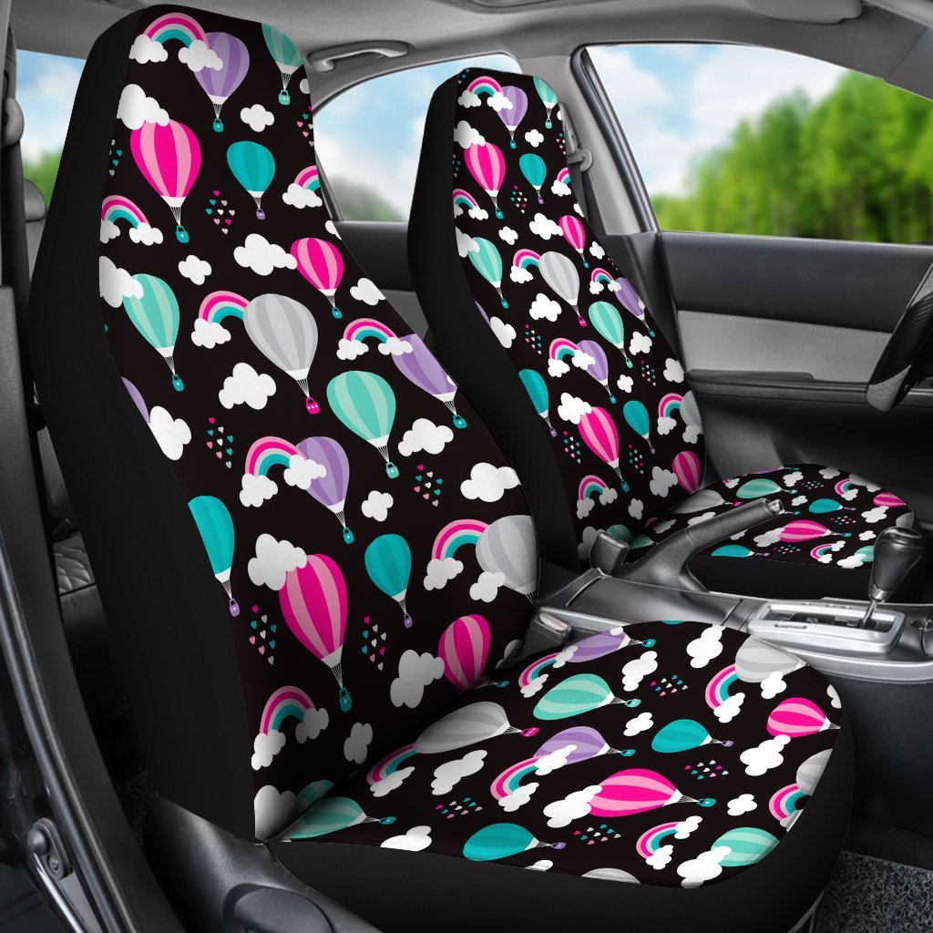 Black Hot Air Balloon Pattern Print Universal Fit Car Seat Cover-grizzshop