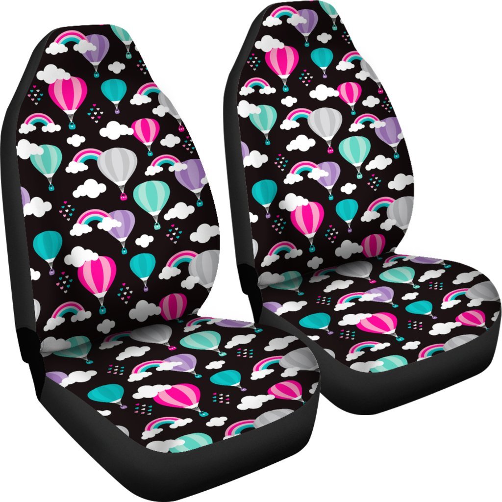 Black Hot Air Balloon Pattern Print Universal Fit Car Seat Cover-grizzshop
