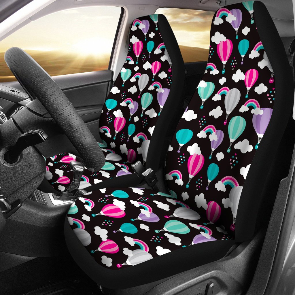 Black Hot Air Balloon Pattern Print Universal Fit Car Seat Cover-grizzshop
