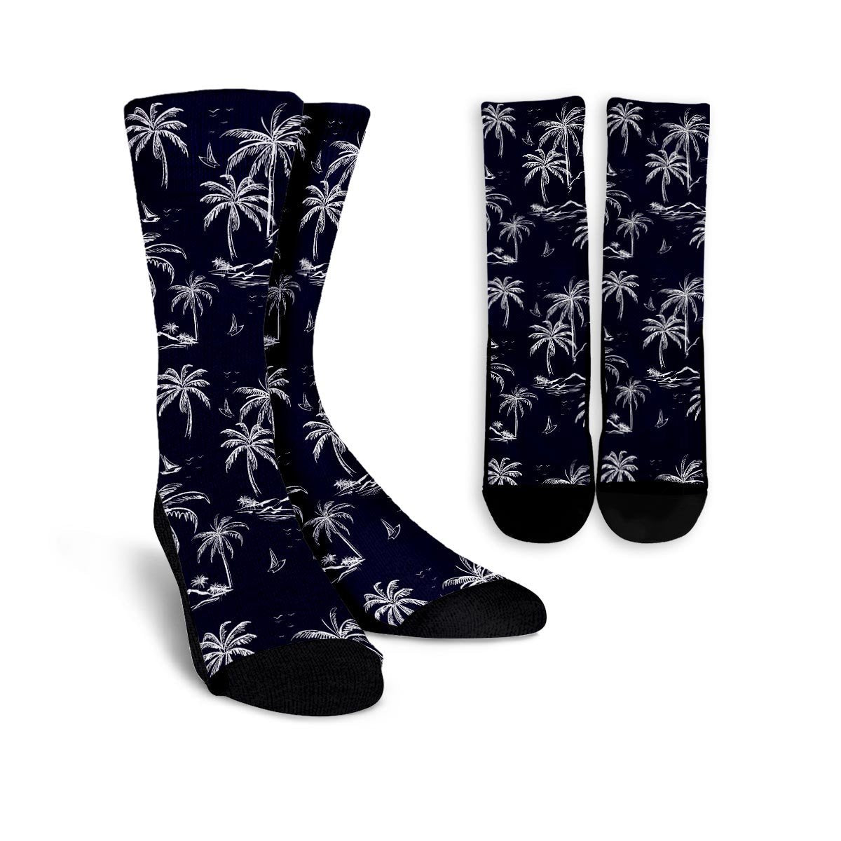 Black Palm Tree Hawaiian Print Unisex Socks-grizzshop