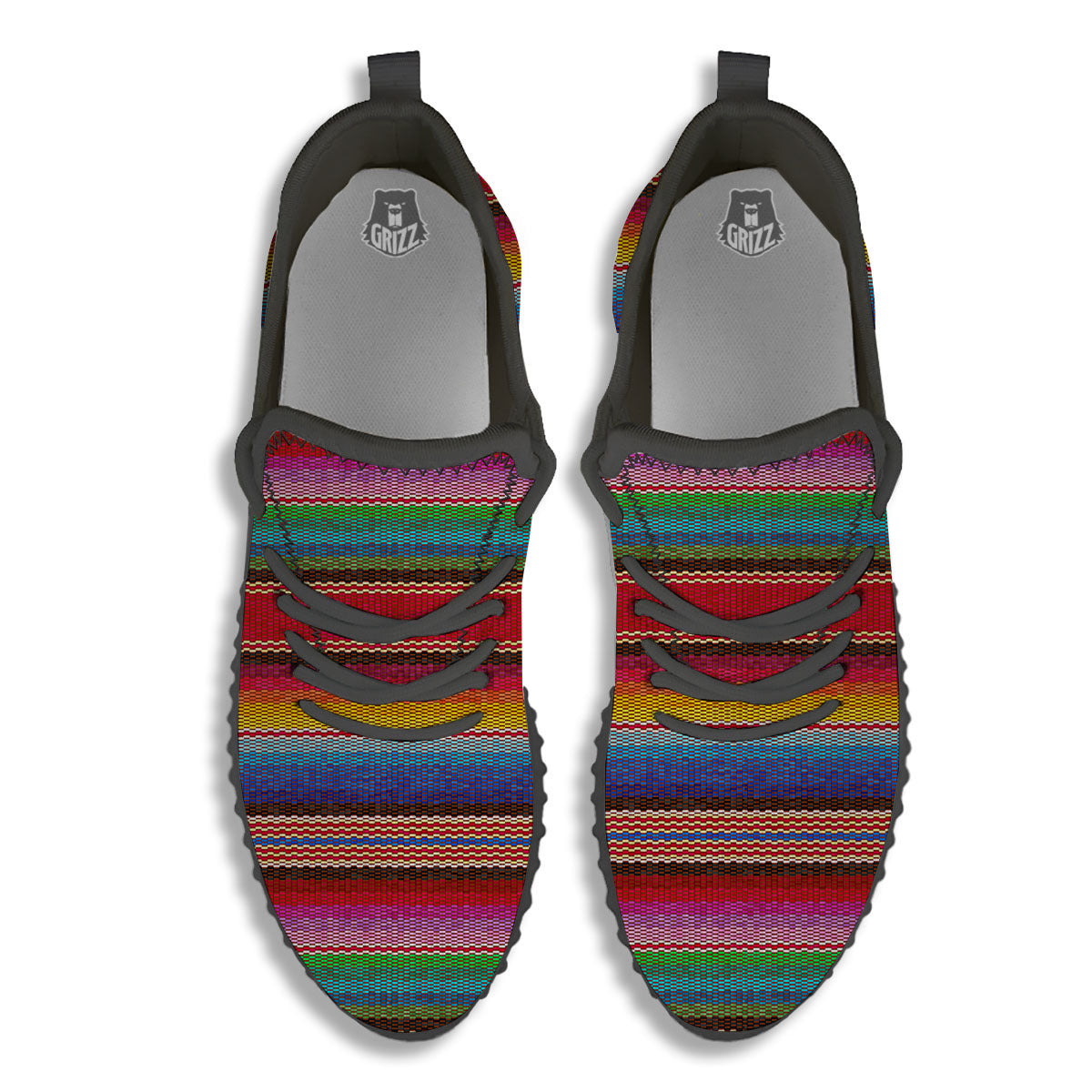 Blanket Mexican Colorful Print Pattern Black Walking Shoes-grizzshop