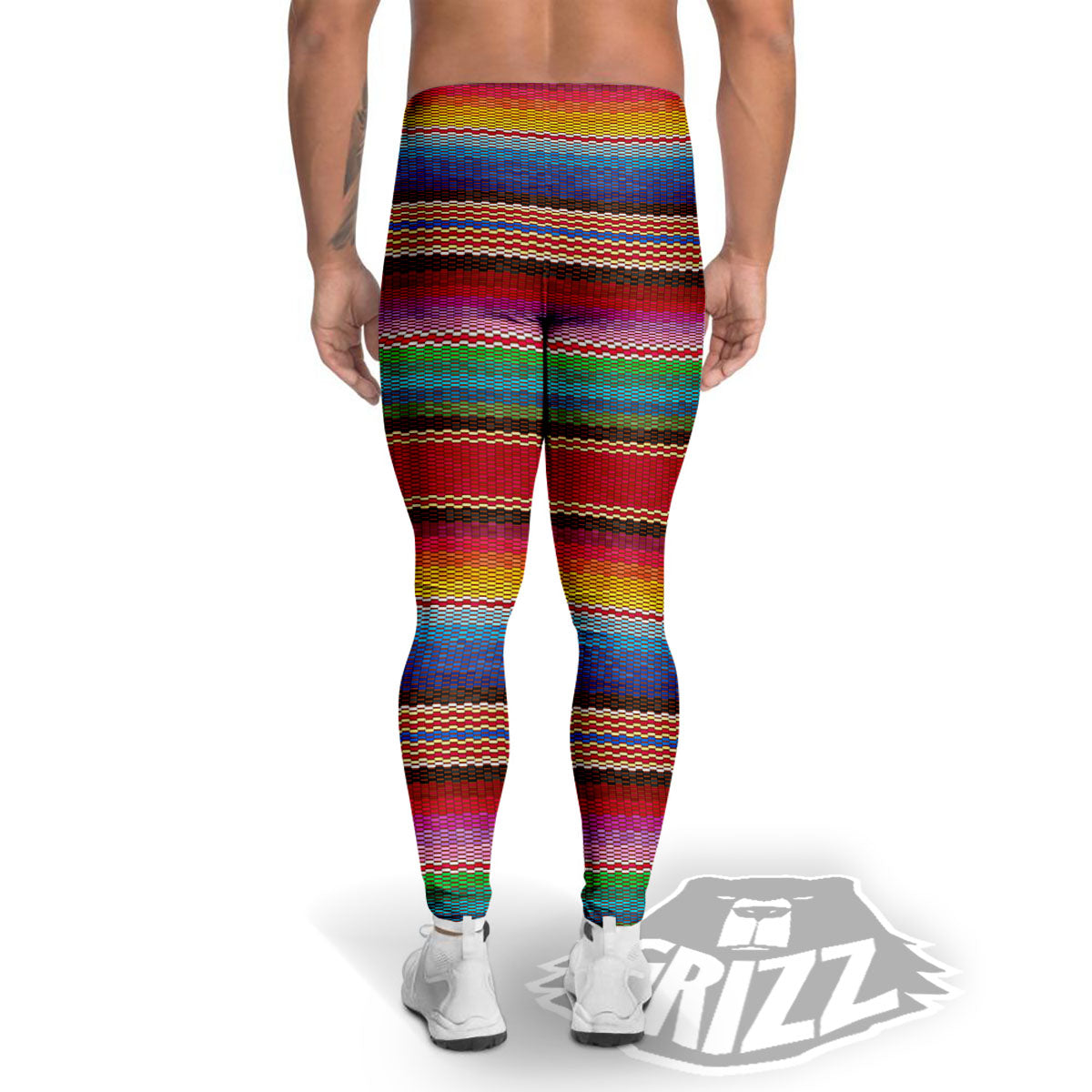 Blanket Mexican Colorful Print Pattern Men's Leggings-grizzshop