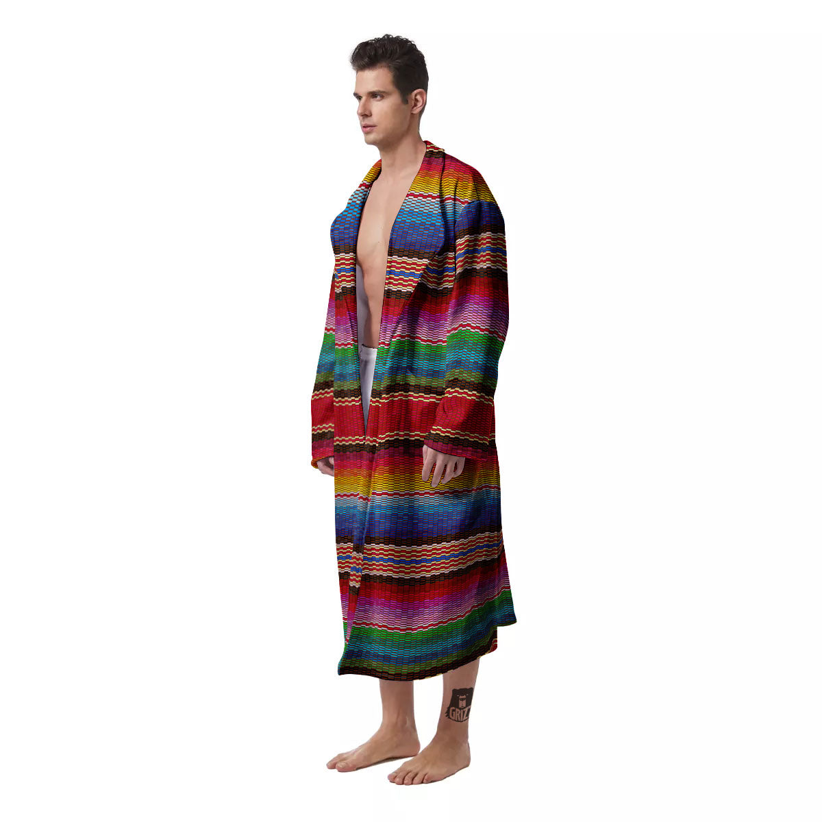 Blanket Mexican Colorful Print Pattern Men's Robe-grizzshop