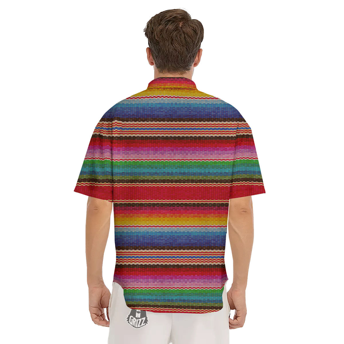 Blanket Mexican Colorful Print Pattern Men's Short Sleeve Shirts-grizzshop