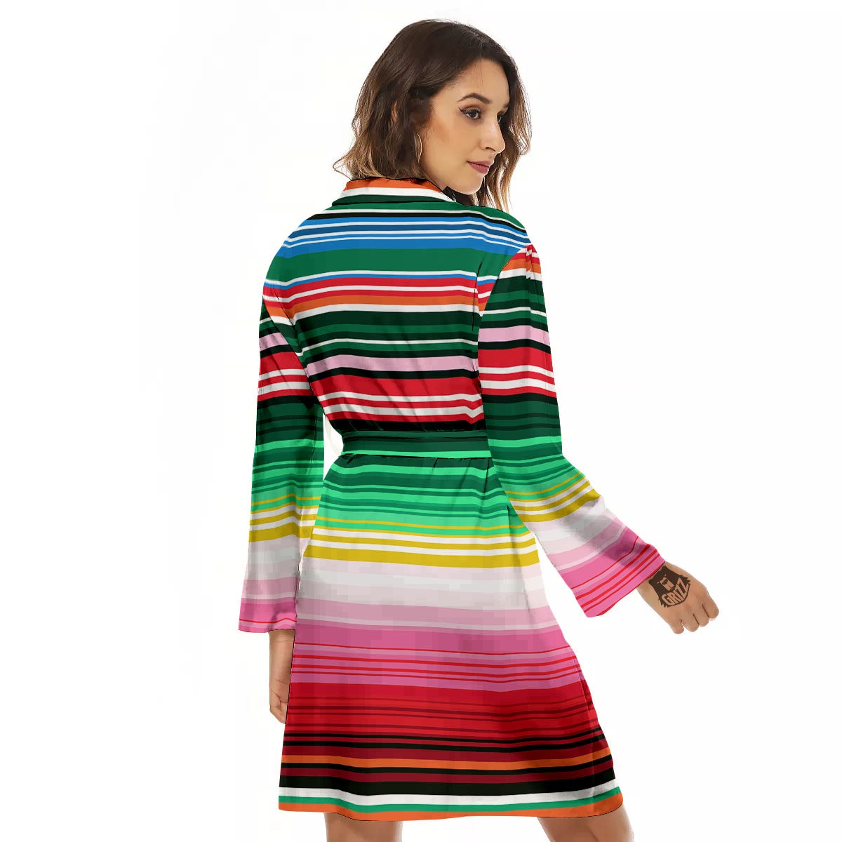 Blanket Mexican Serape Print Pattern Women's Robe-grizzshop