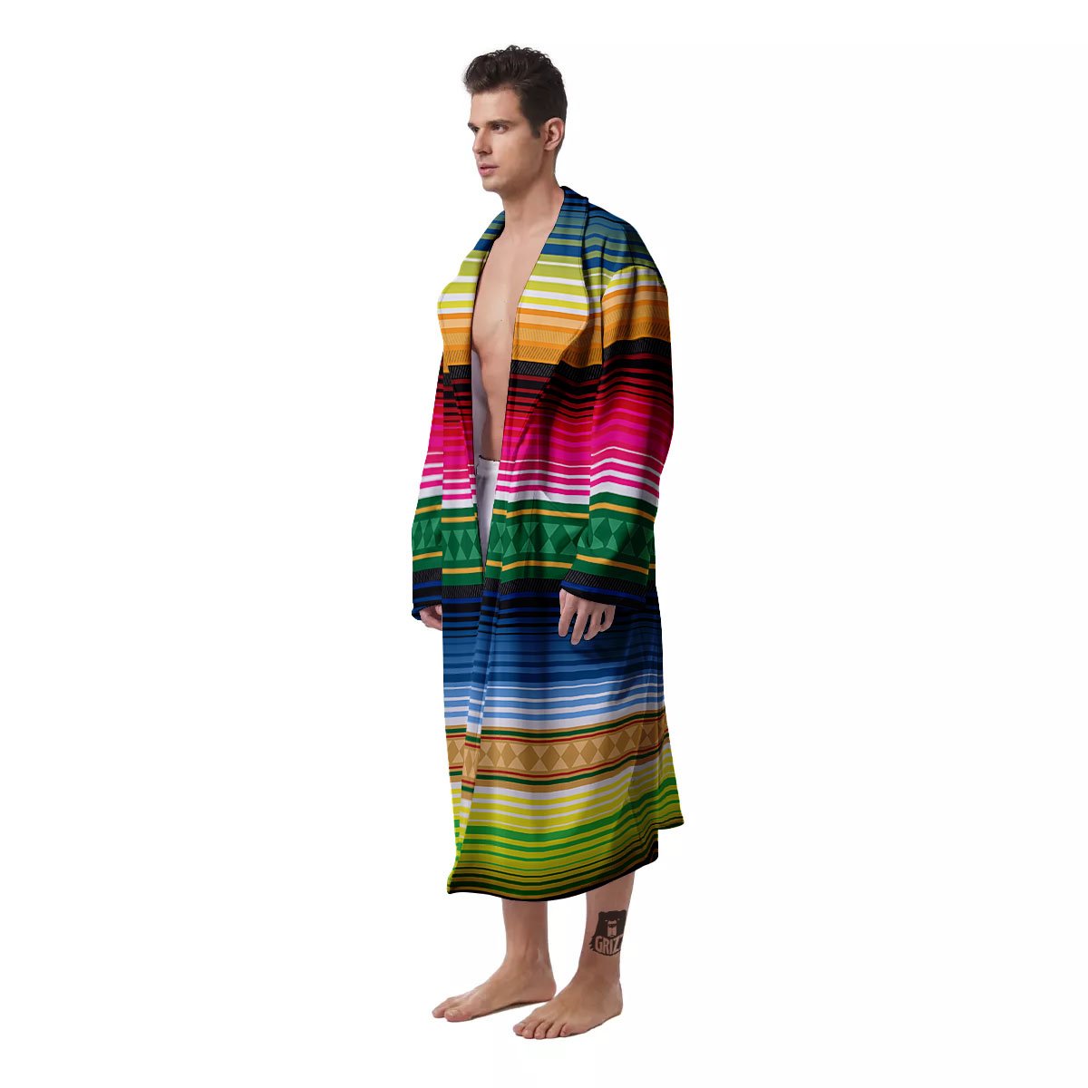 Blanket Mexican Striped Print Pattern Men's Robe-grizzshop