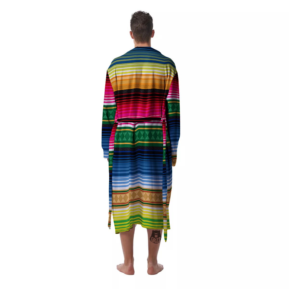 Blanket Mexican Striped Print Pattern Men's Robe-grizzshop