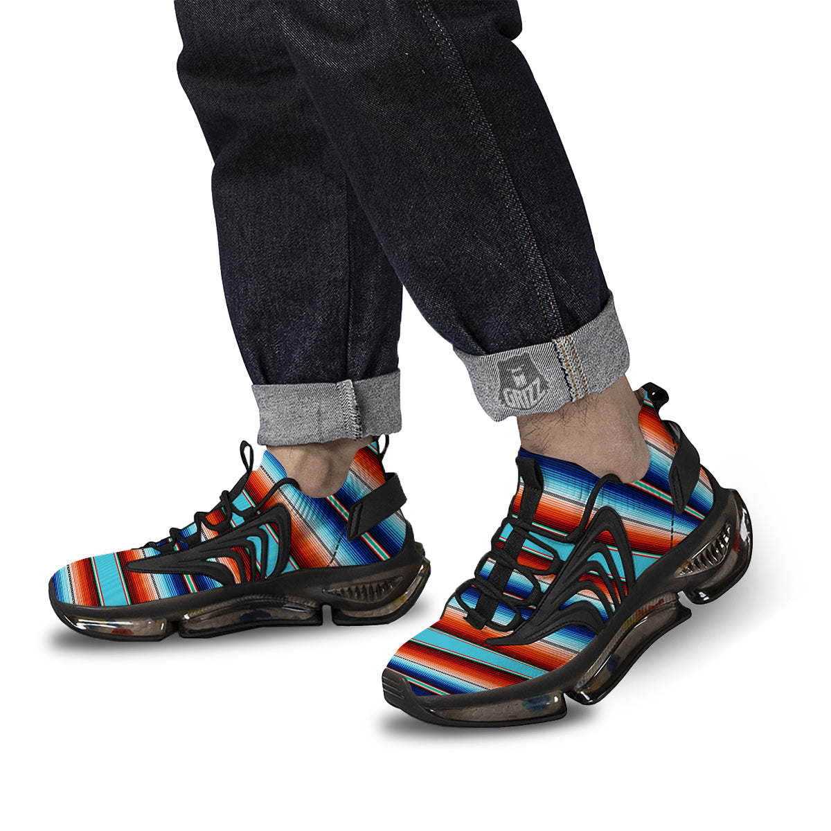Blanket Mexican Vintage Print Pattern Black Gym Shoes-grizzshop
