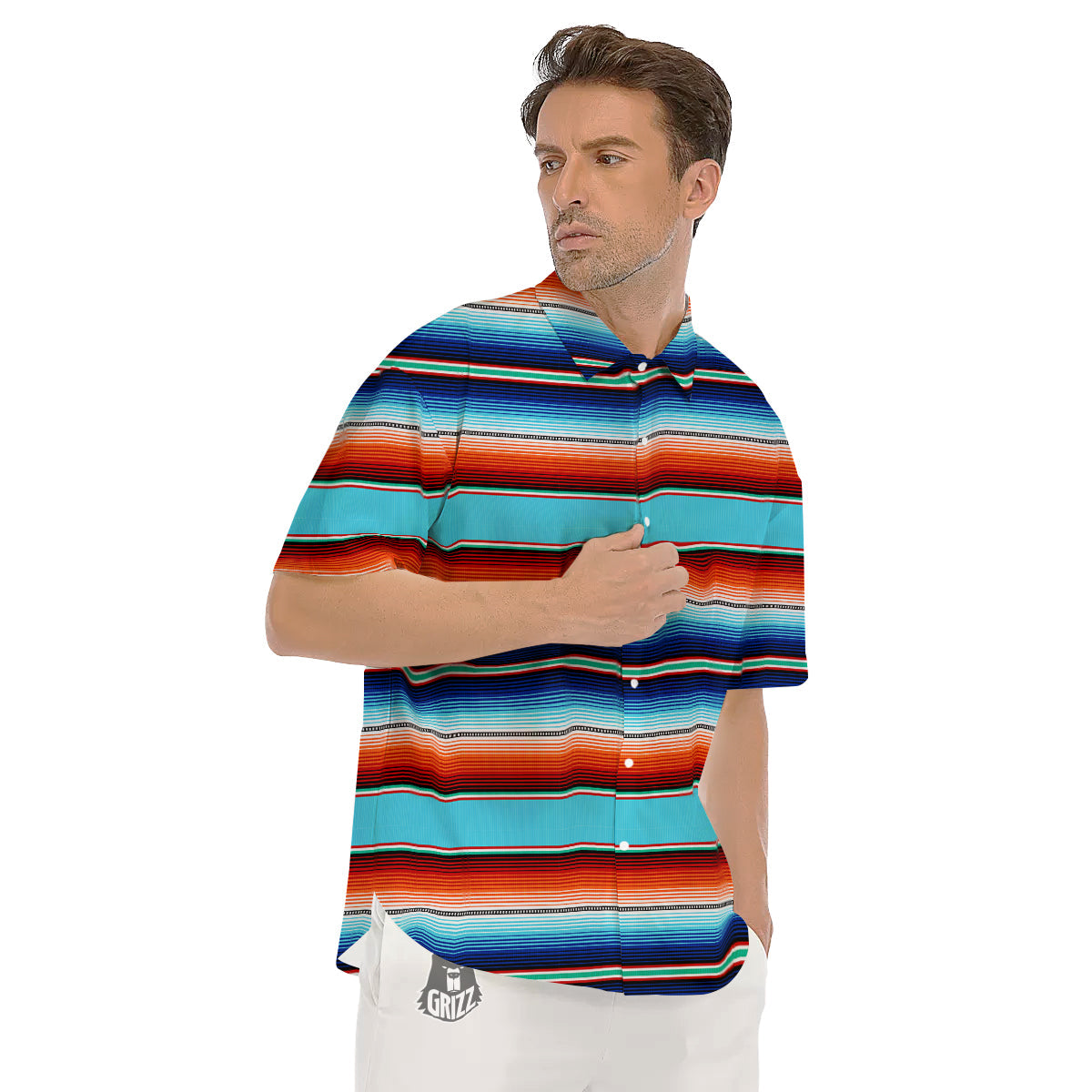 Blanket Mexican Vintage Print Pattern Men's Short Sleeve Shirts-grizzshop