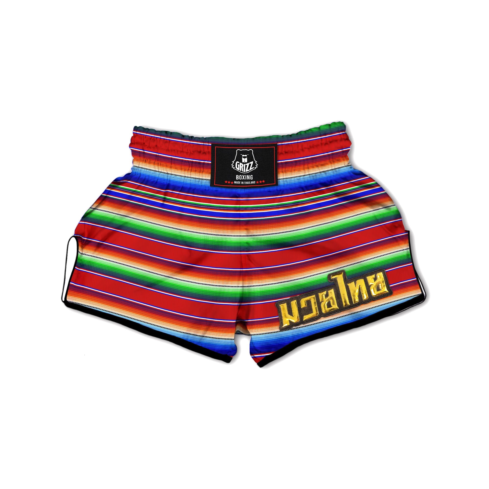 Blanket Stripe Ethnic Mexican Print Muay Thai Boxing Shorts-grizzshop