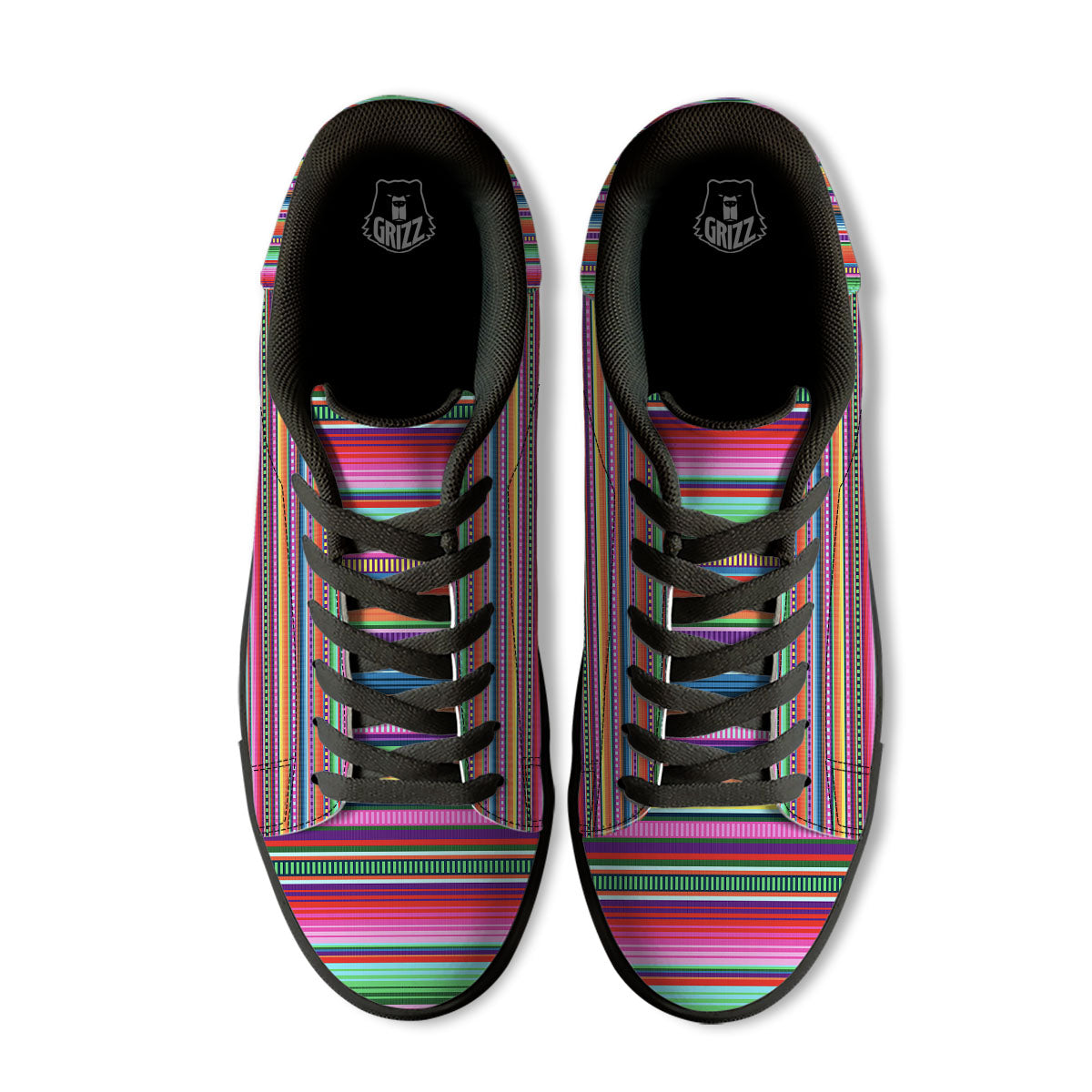 Blanket Stripe Ethnic Serape Print Black Low Top Sneakers-grizzshop