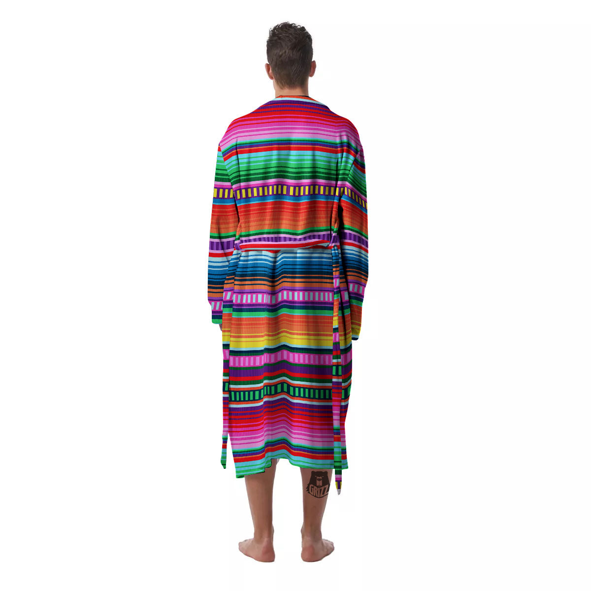 Blanket Stripe Ethnic Serape Print Men's Robe-grizzshop