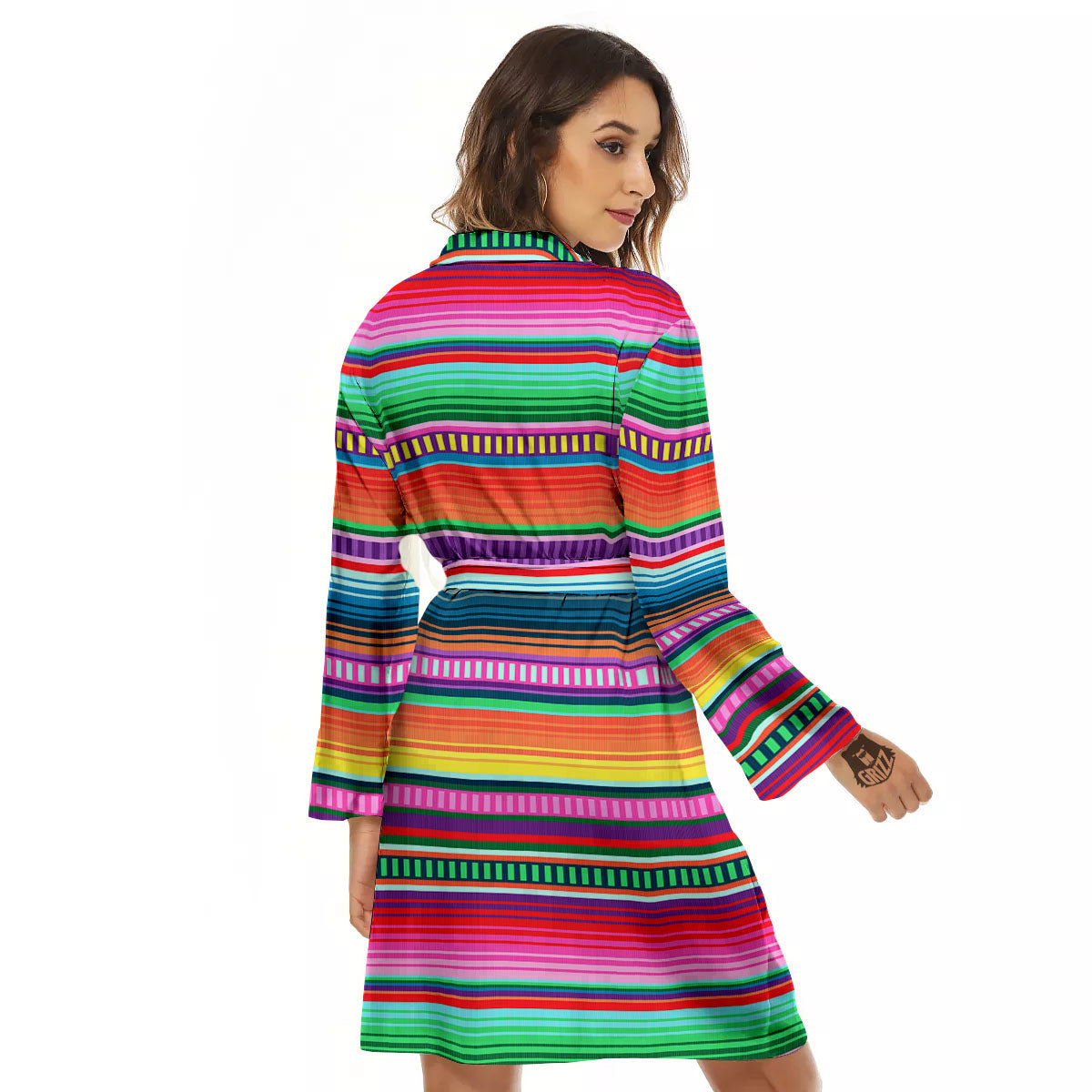 Blanket Stripe Ethnic Serape Print Women's Robe-grizzshop