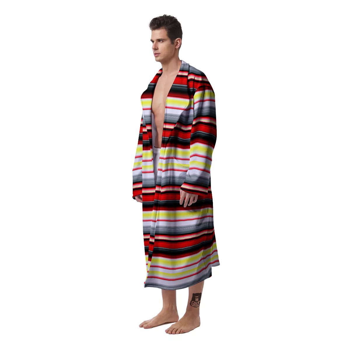 Blanket Stripe Tribal Serape Print Pattern Men's Robe-grizzshop