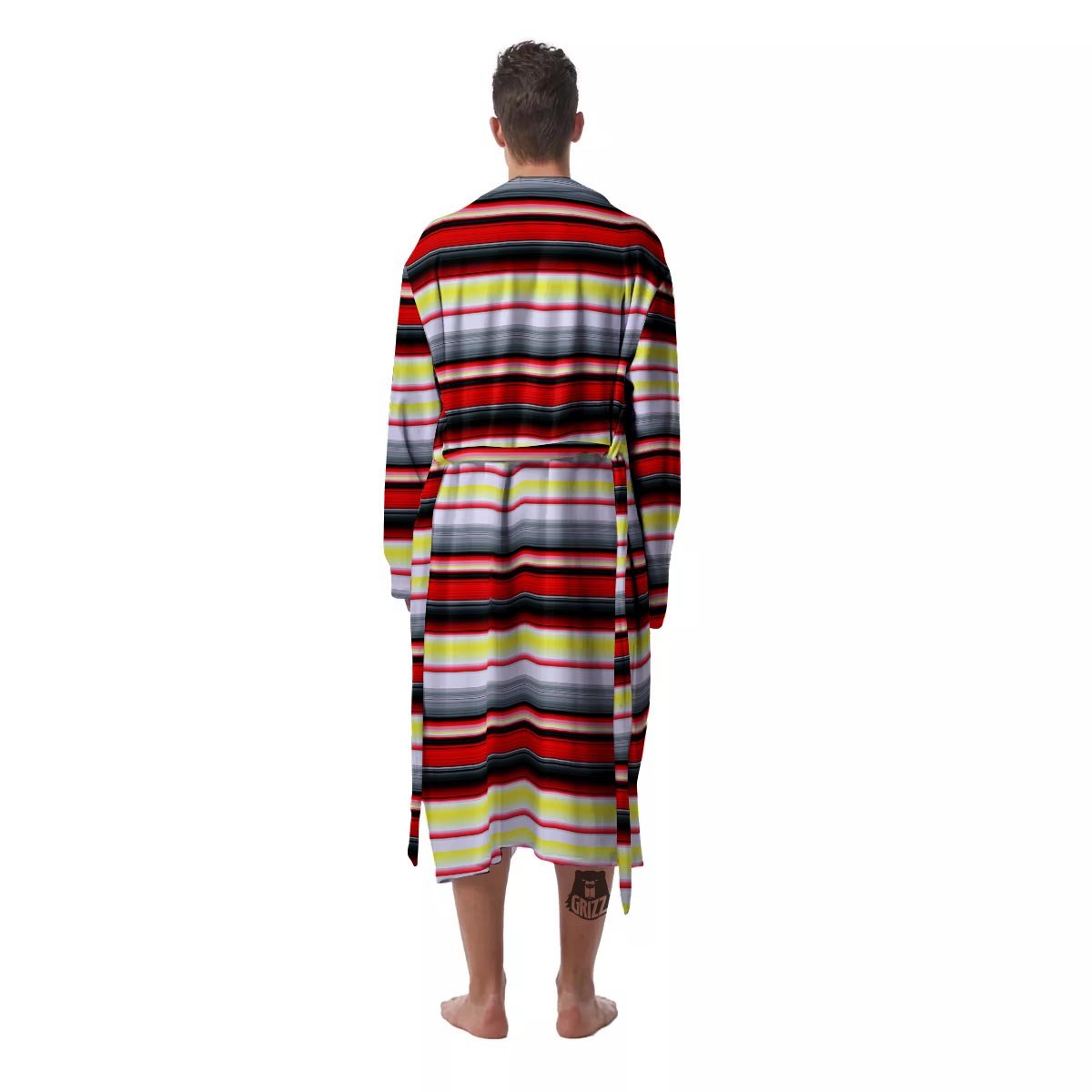 Blanket Stripe Tribal Serape Print Pattern Men's Robe-grizzshop