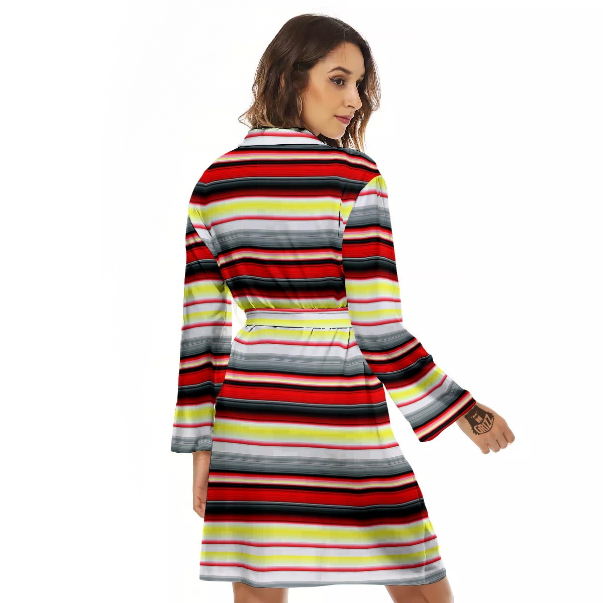 Blanket Stripe Tribal Serape Print Pattern Women's Robe-grizzshop
