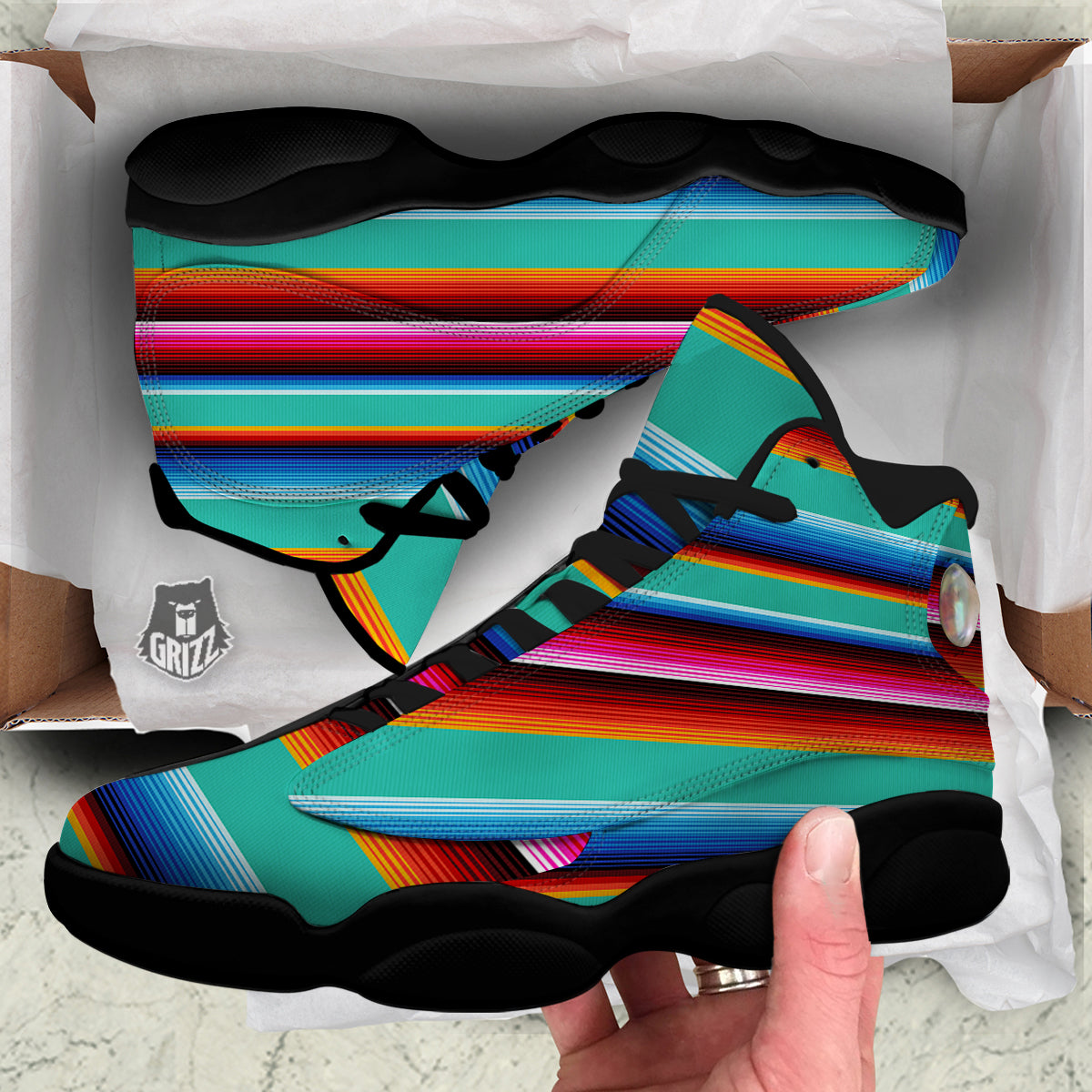 Blanket Stripes Cinco De Mayo Print Black Basketball Shoes-grizzshop