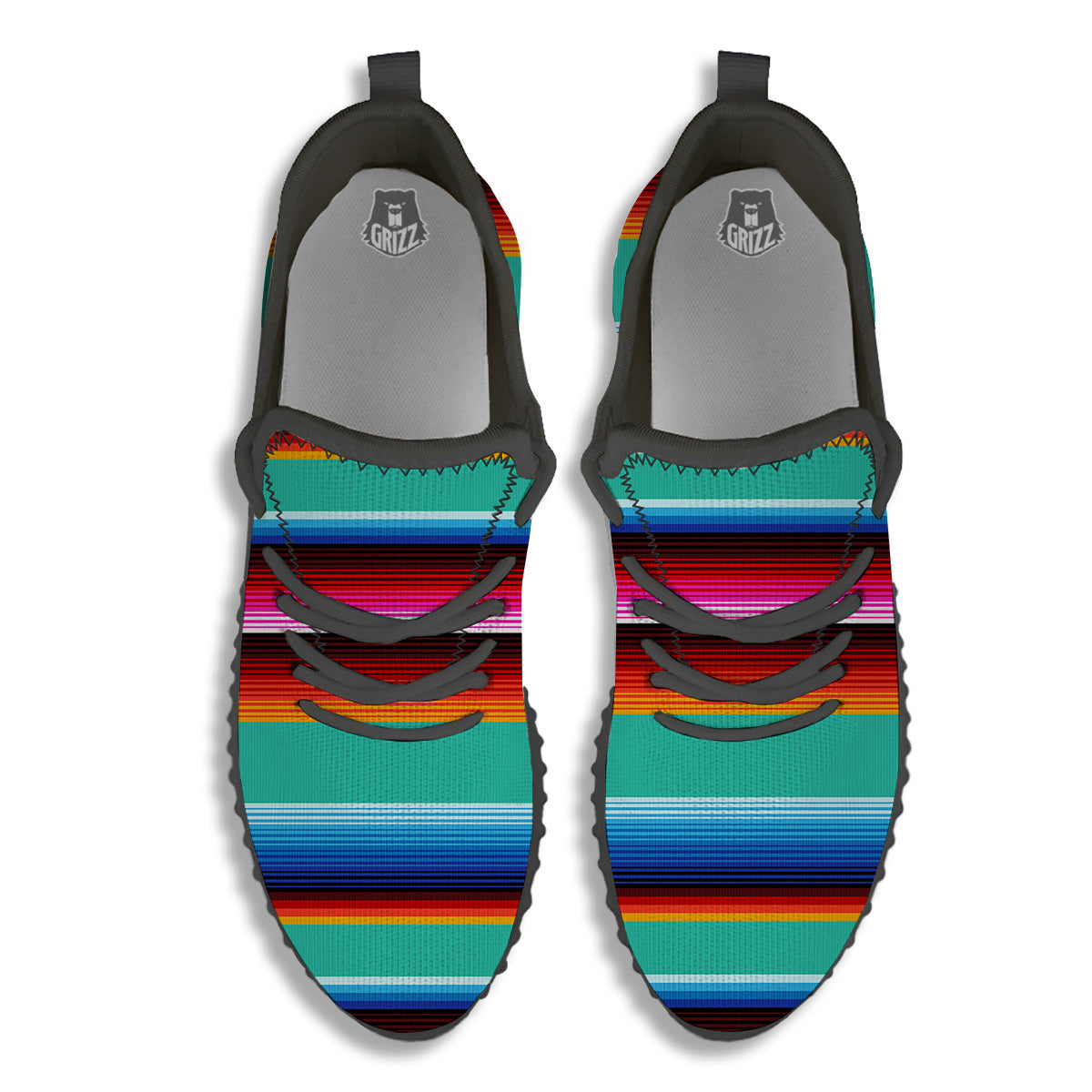 Blanket Stripes Cinco De Mayo Print Black Walking Shoes-grizzshop