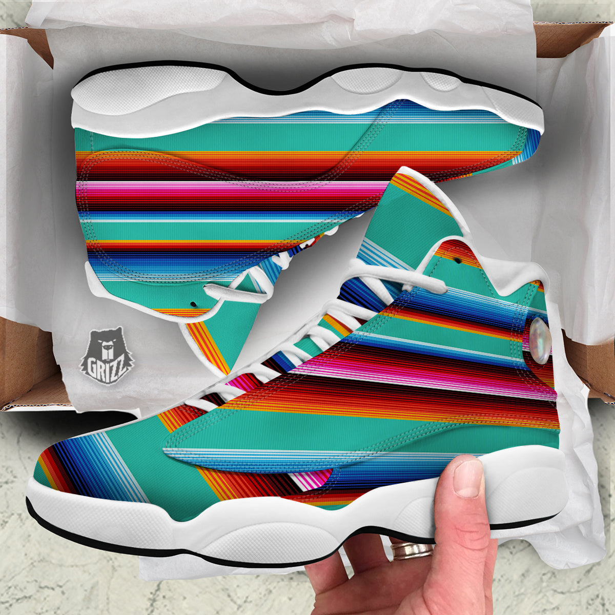Blanket Stripes Cinco De Mayo Print White Basketball Shoes-grizzshop