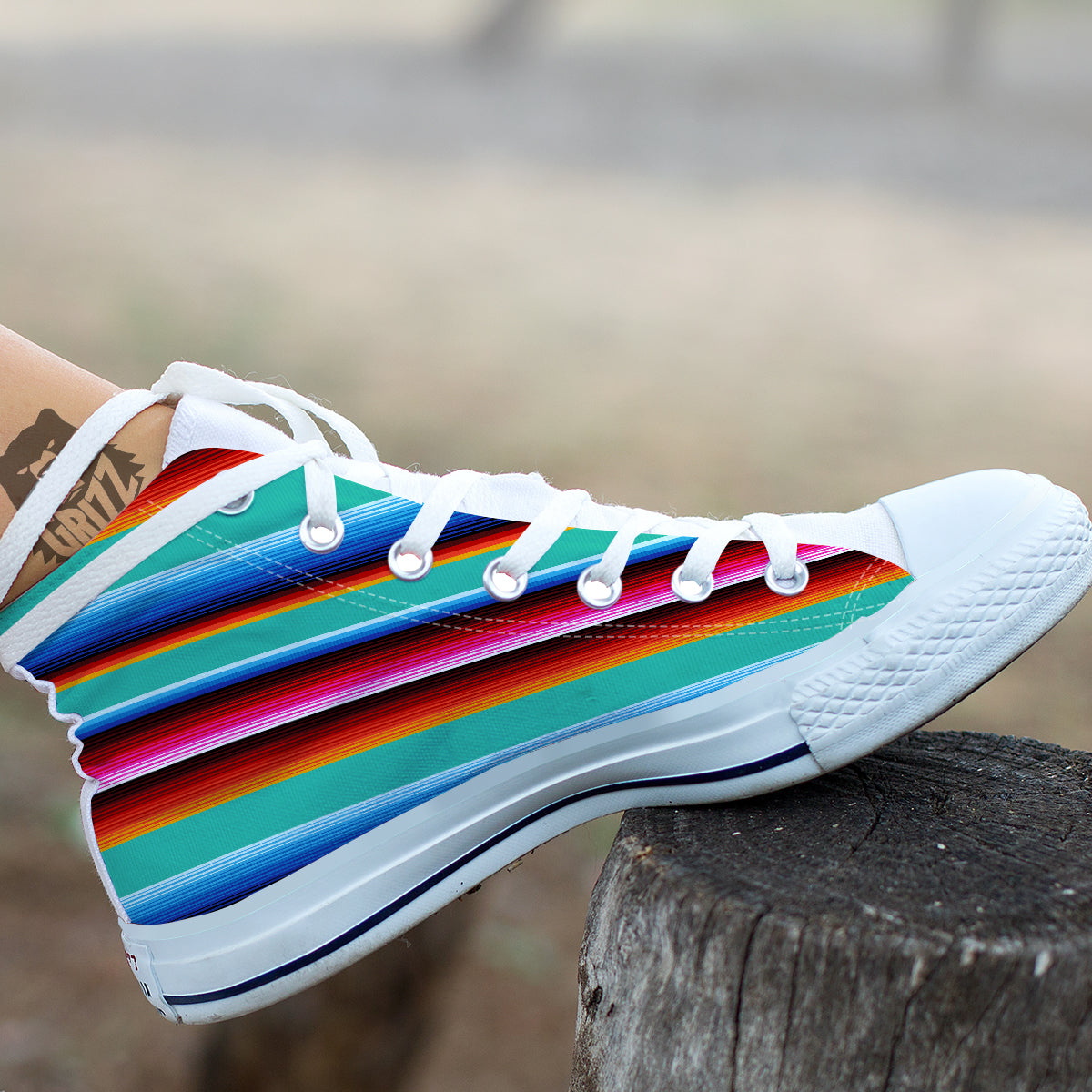 Blanket Stripes Cinco De Mayo Print White High Top Shoes-grizzshop