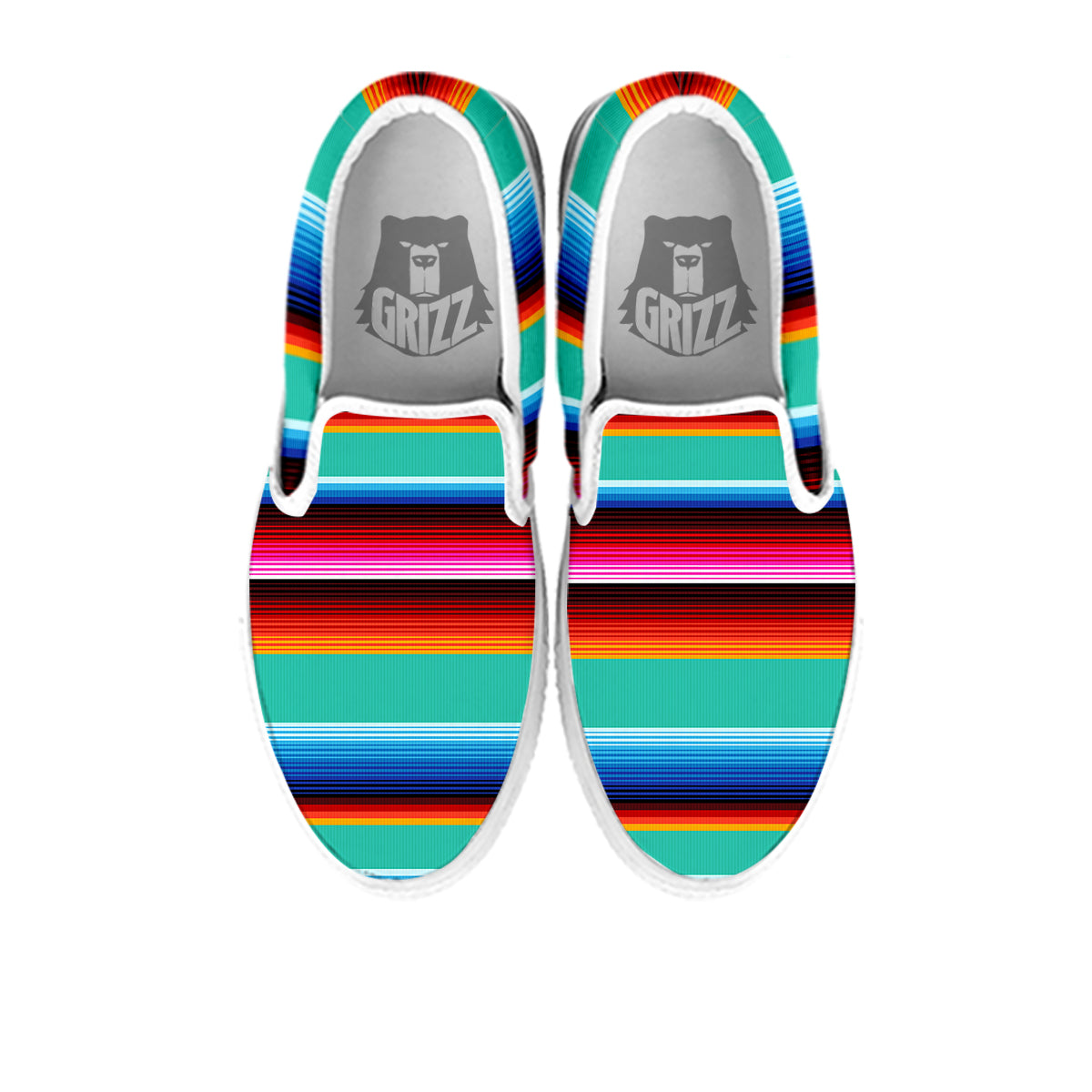 Blanket Stripes Cinco De Mayo Print White Slip On Shoes-grizzshop
