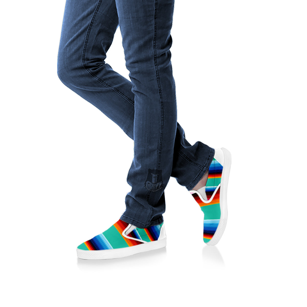 Blanket Stripes Cinco De Mayo Print White Slip On Shoes-grizzshop