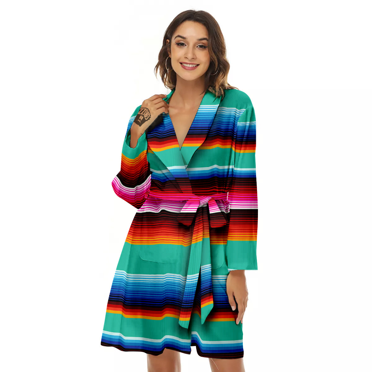 Blanket Stripes Cinco De Mayo Print Women's Robe-grizzshop