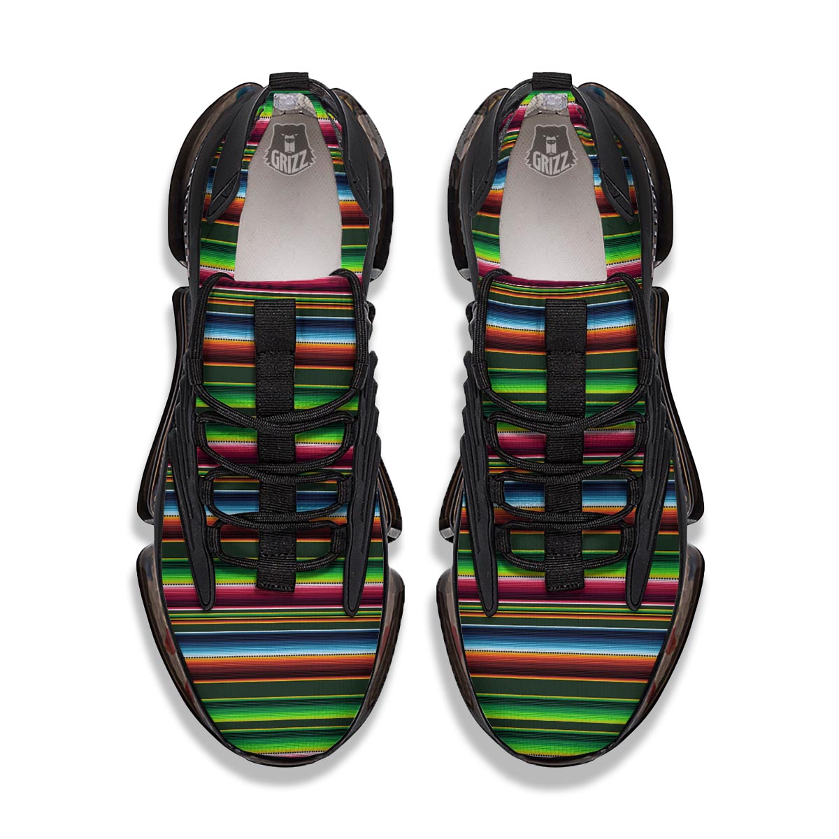 Blanket Tribal Mexican Print Pattern Black Gym Shoes-grizzshop