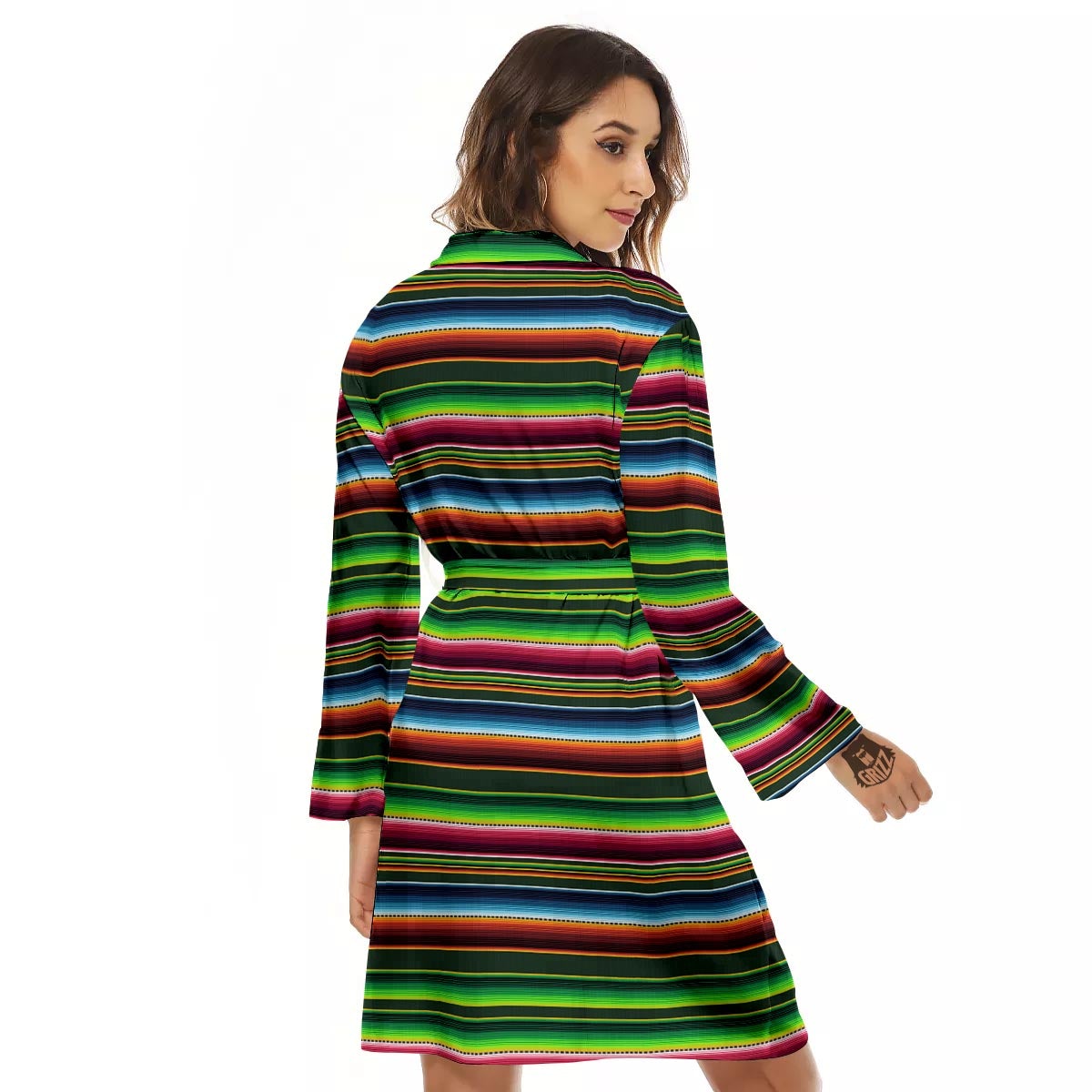 Blanket Tribal Mexican Print Pattern Women's Robe-grizzshop