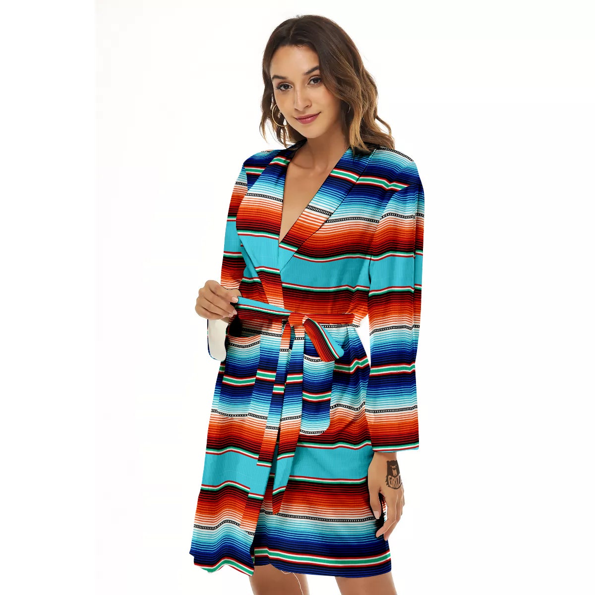 Blanket Mexican Vintage Print Pattern Women's Robe-grizzshop