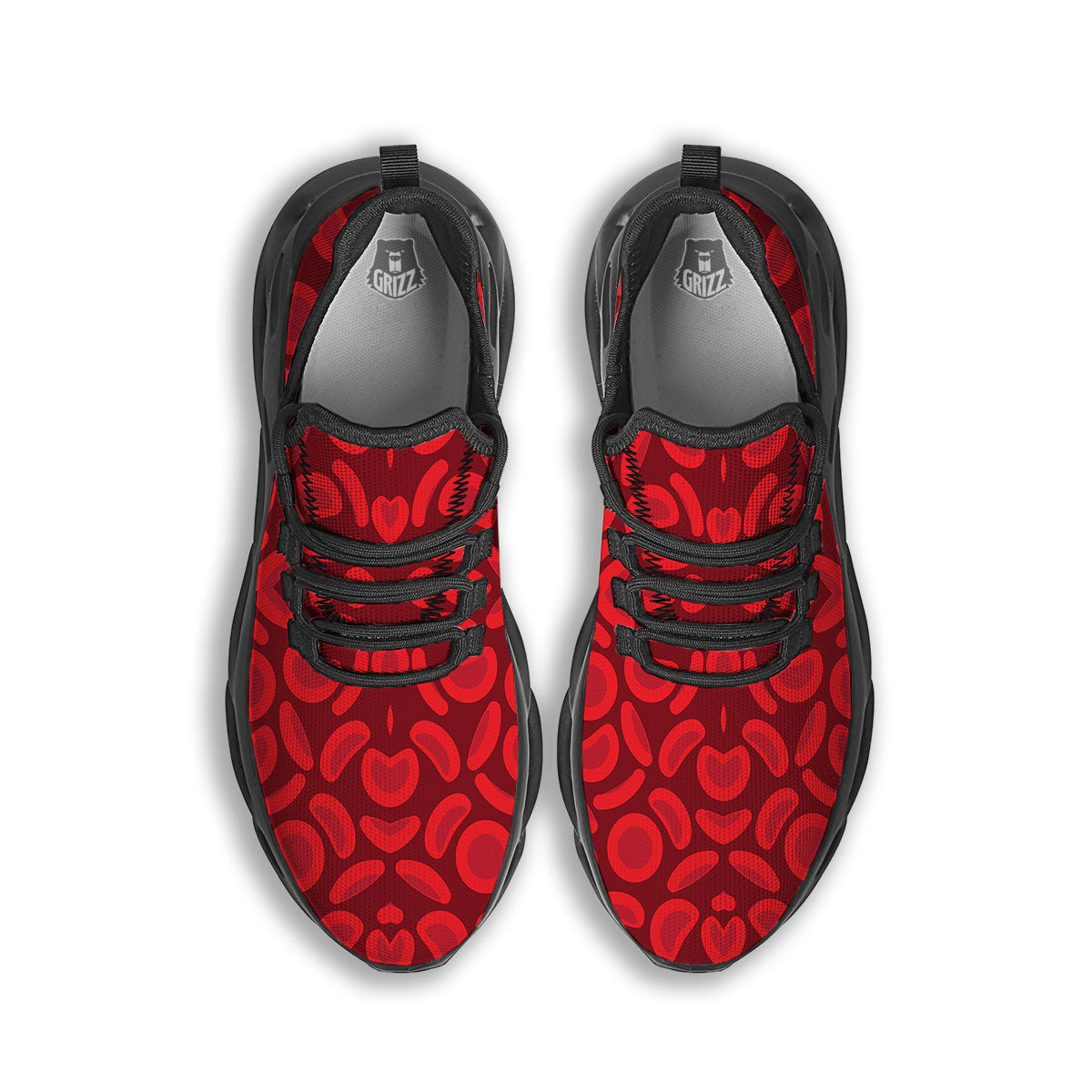 Blood Cells Red Print Pattern Black Running Shoes-grizzshop