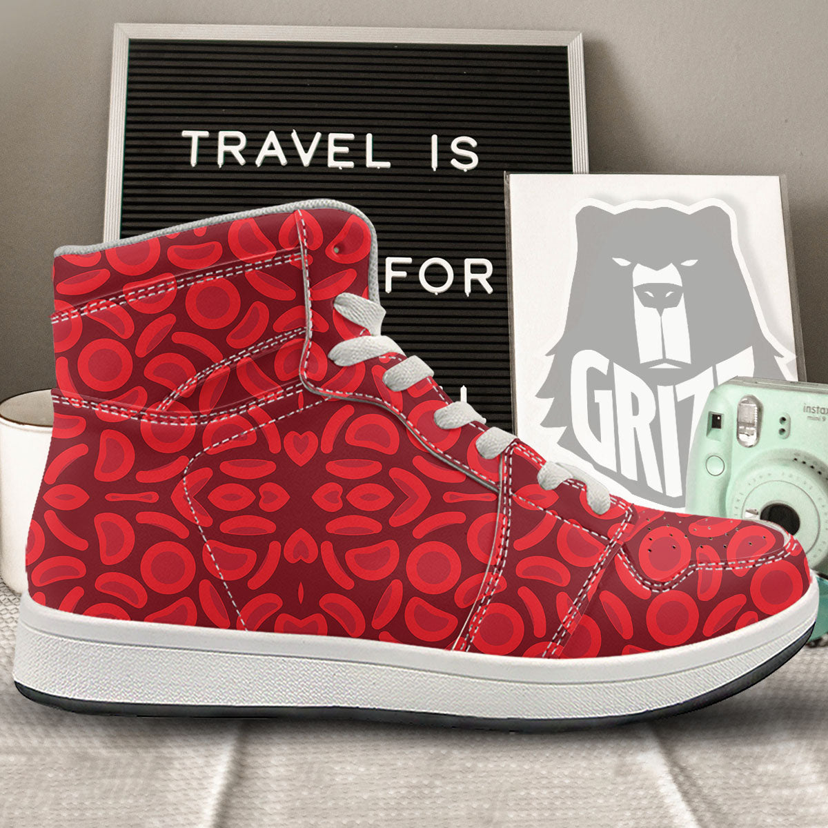 Blood Cells Red Print Pattern High Top Sneakers-grizzshop