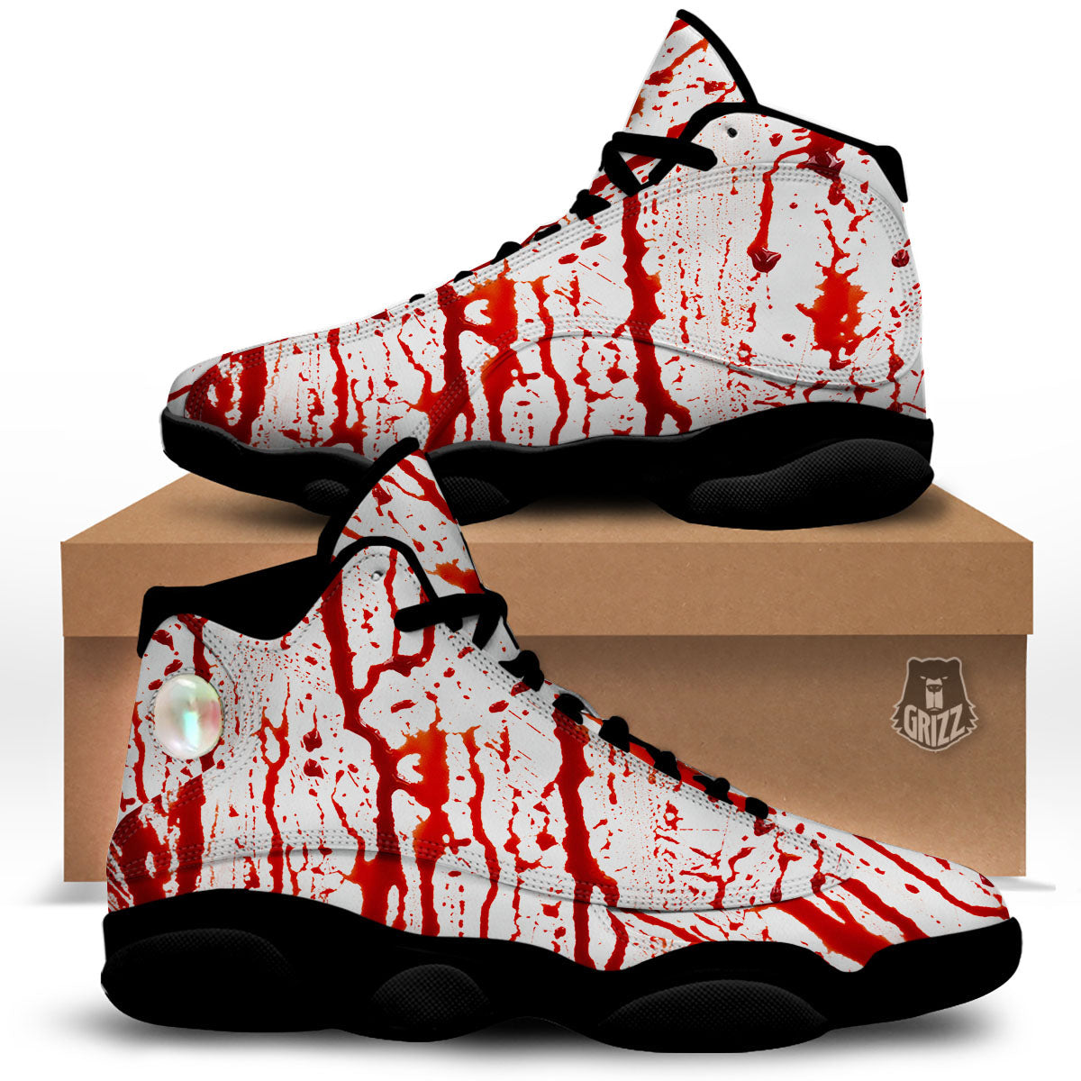 Blood Drip Print Black Basketball Shoes-grizzshop