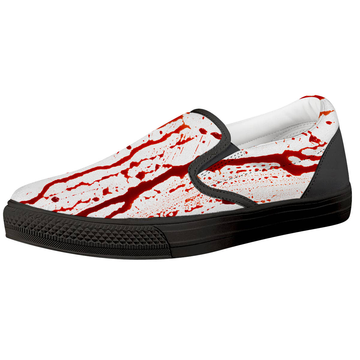 Blood Drip Print Black Slip On Shoes-grizzshop