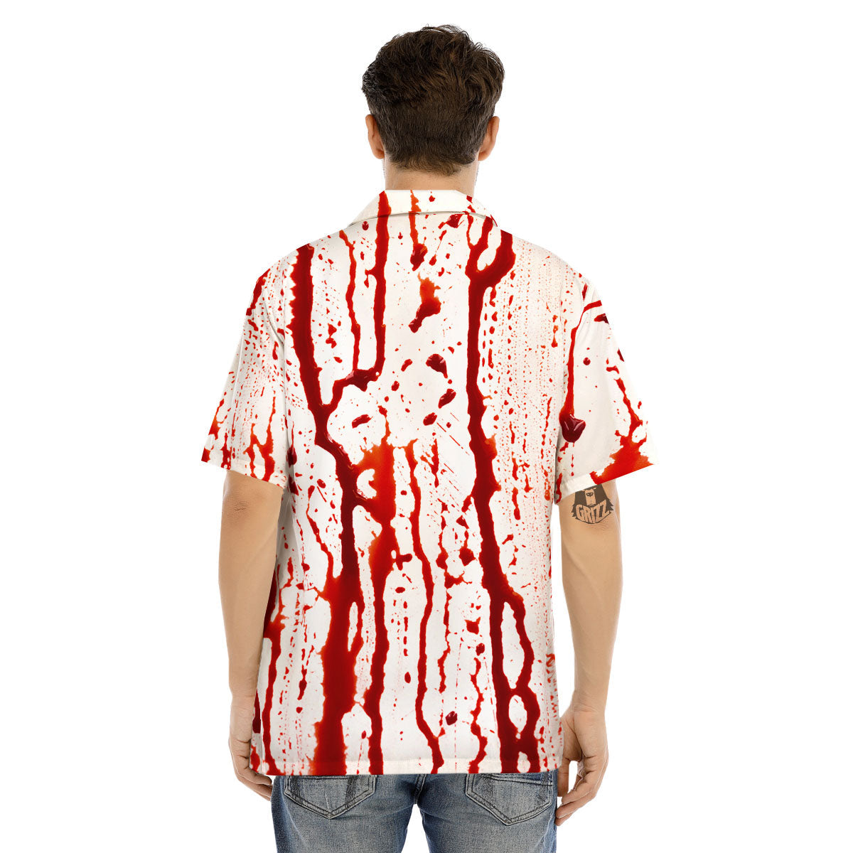 Blood Drip Print Men's Hawaiian Shirt-grizzshop