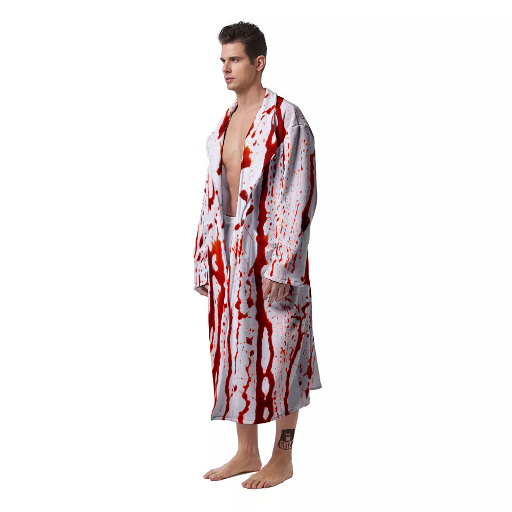 Blood Drip Print Men's Robe-grizzshop