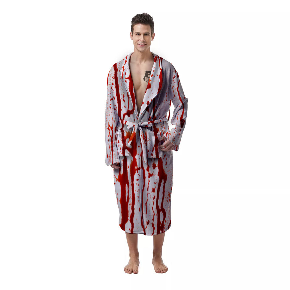 Blood Drip Print Men's Robe-grizzshop