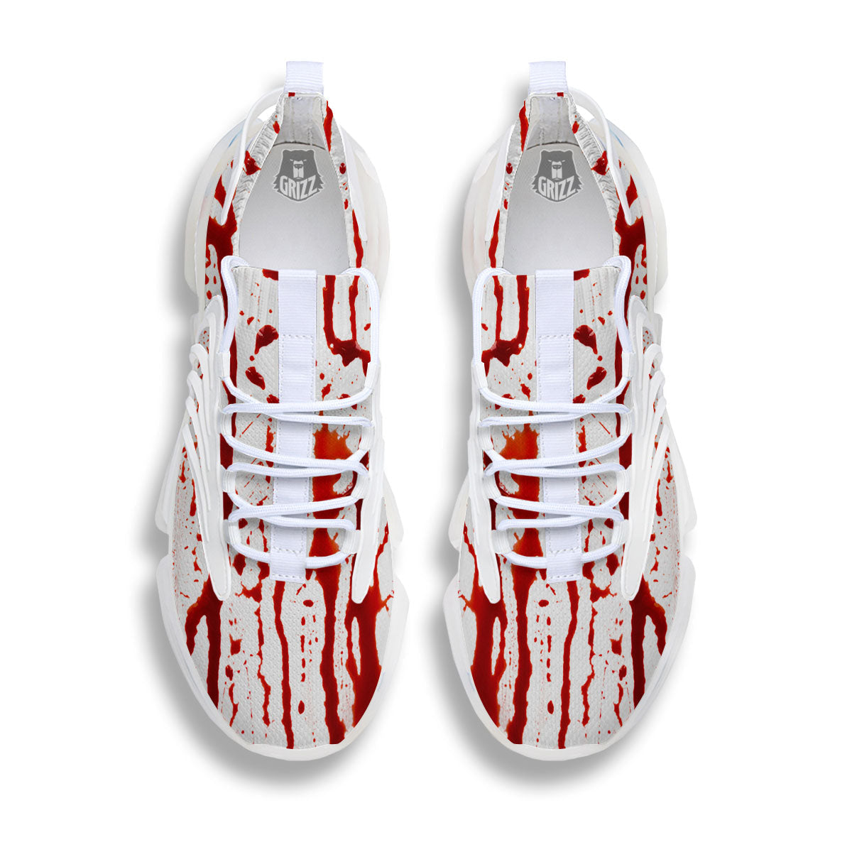 Blood Drip Print White Gym Shoes-grizzshop