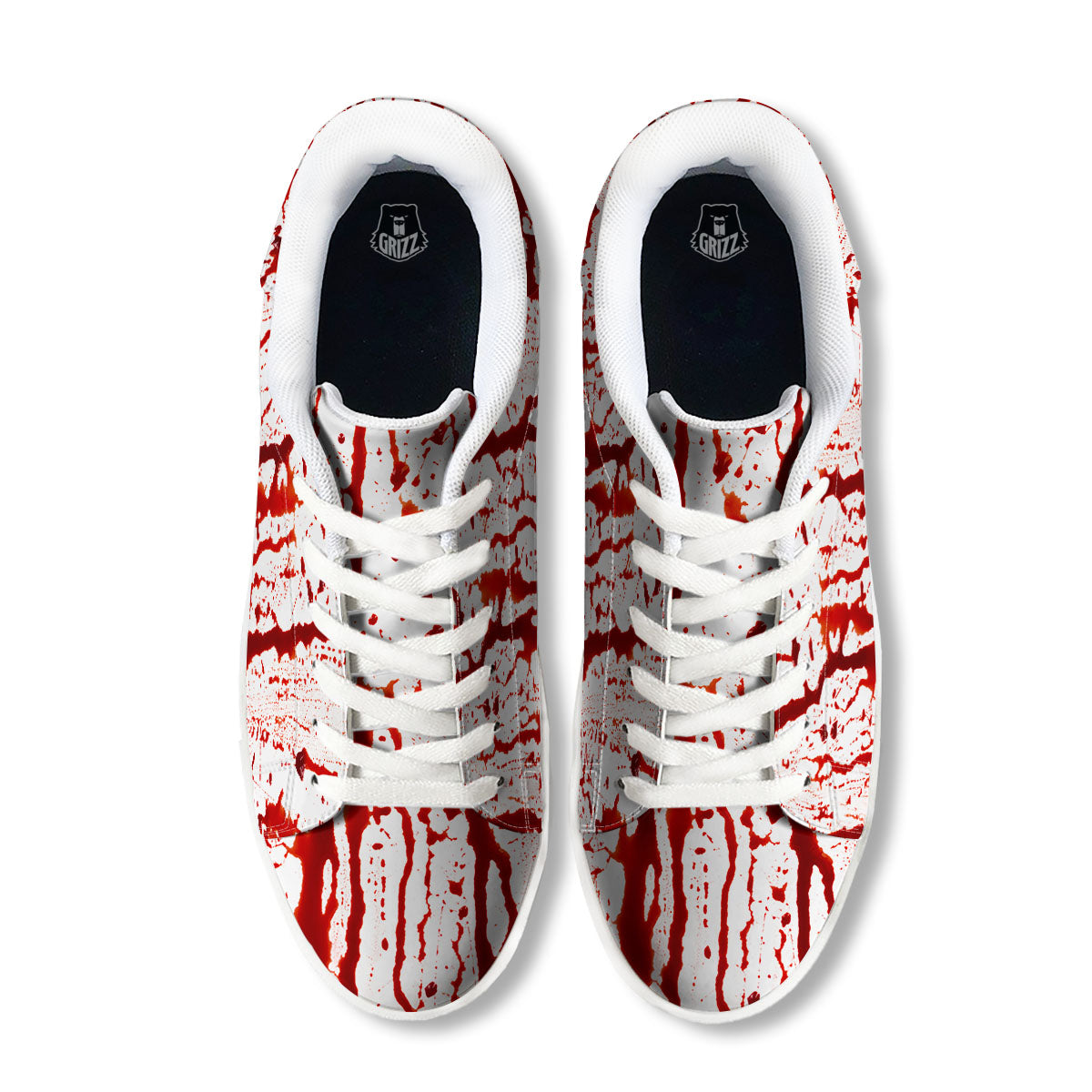 Blood Drip Print White Low Top Sneakers-grizzshop