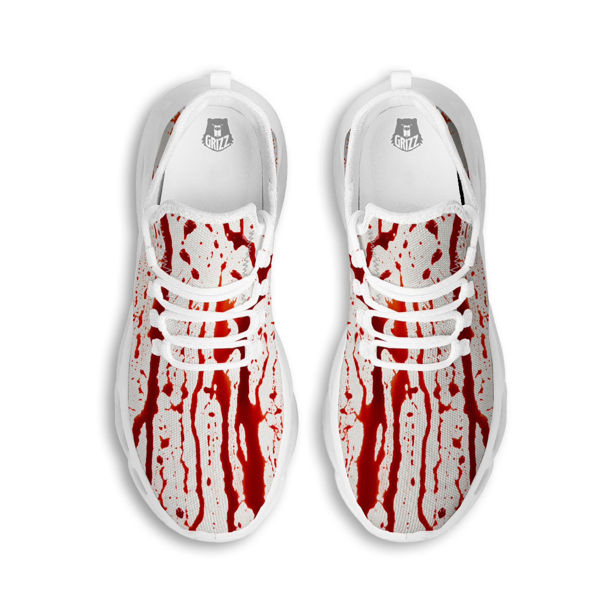 Blood Drip Print White Running Shoes-grizzshop